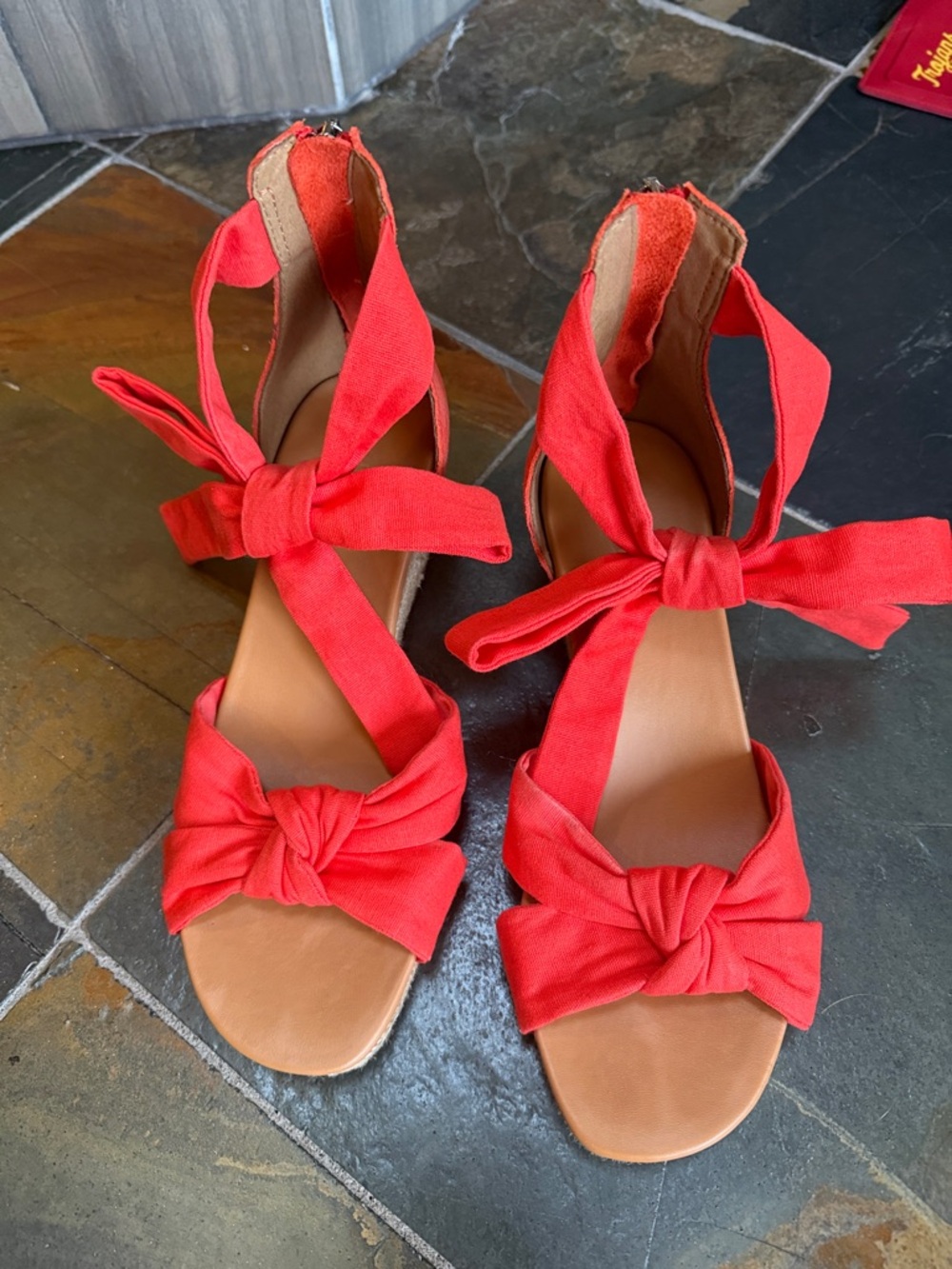 Women’s Red Tie-Strap Knotted Sandals